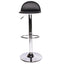 Banco alto Offiho Way OHV-58 negro con base de plato redondo de acero, asiento tapizado y descansapies