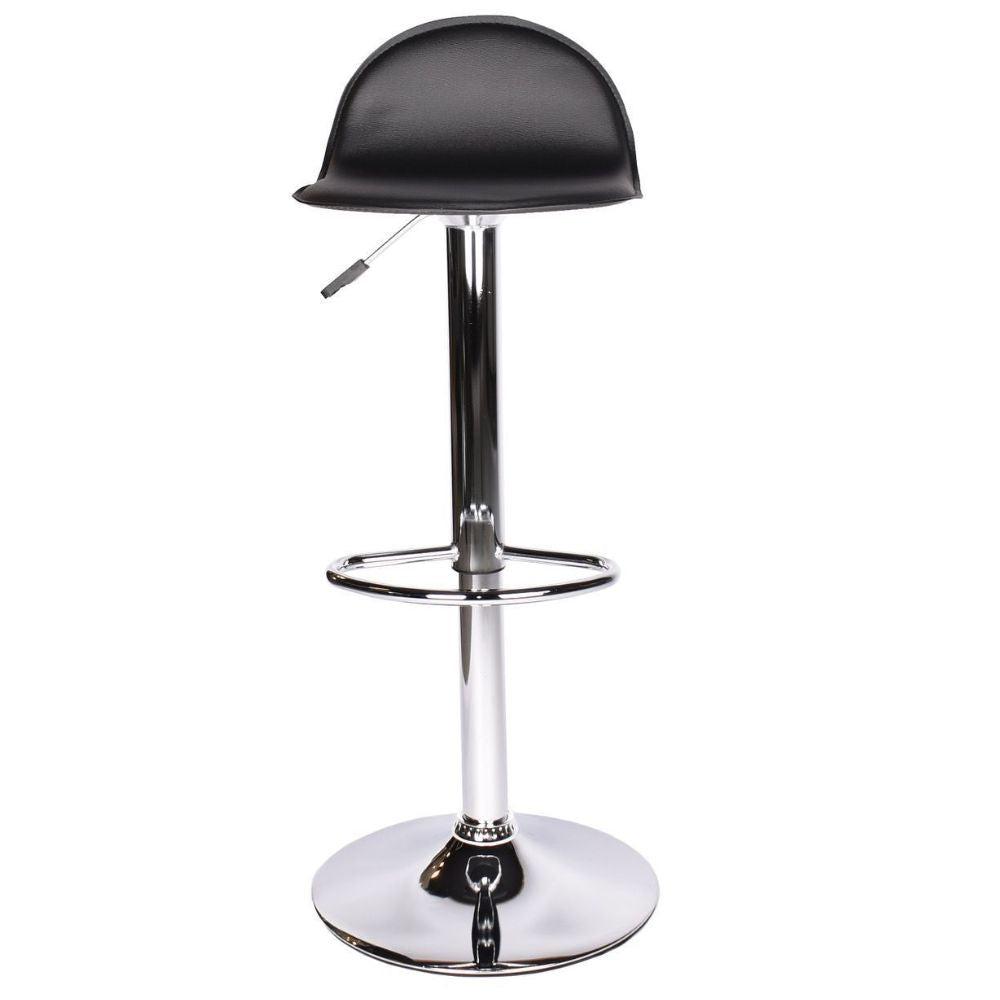 Banco alto Offiho Way OHV-58 negro con base de plato redondo de acero, asiento tapizado y descansapies