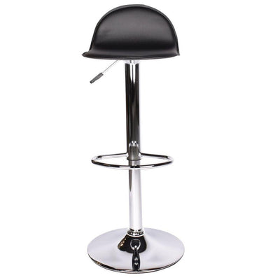 Banco alto Offiho Way OHV-58 negro con base de plato redondo de acero, asiento tapizado y descansapies