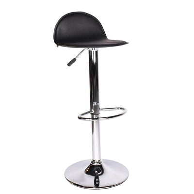 Banco alto Offiho Way OHV-58 negro con base de plato redondo de acero, asiento tapizado y descansapies