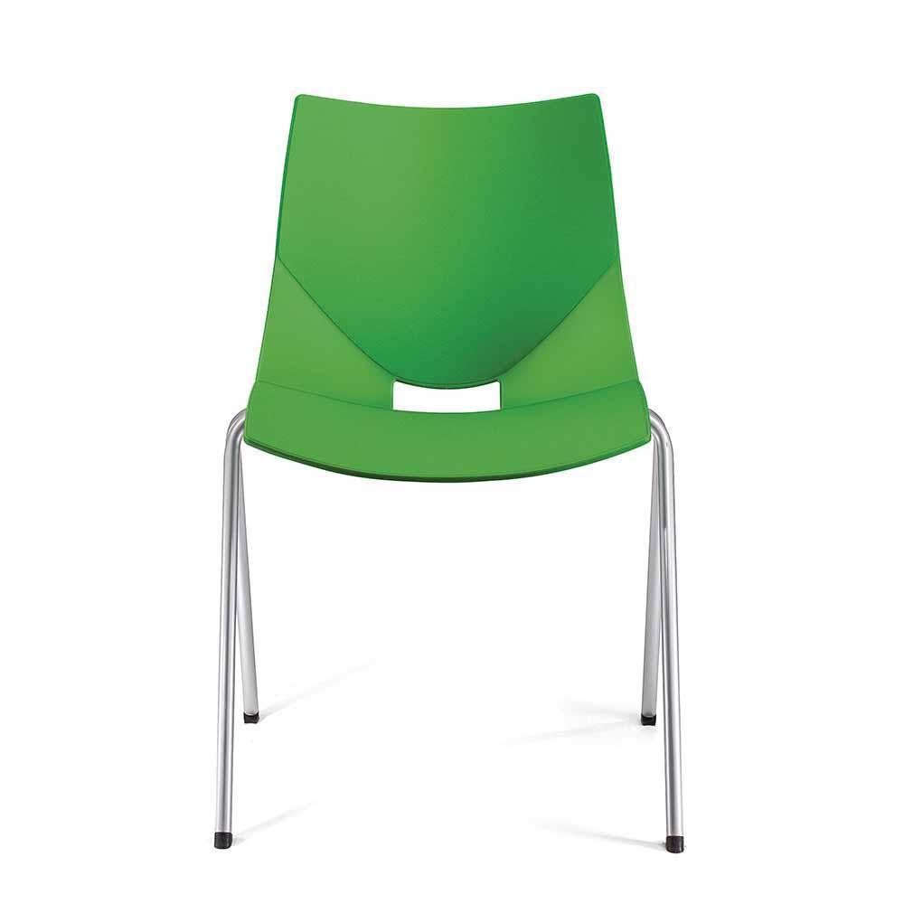 Silla comercial OFFIHO Shell OHV-37 sin brazos, asiento de polipropileno y estructura de acero cromado