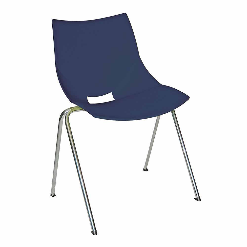 Silla comercial OFFIHO Shell OHV-37 sin brazos, asiento de polipropileno y estructura de acero cromado