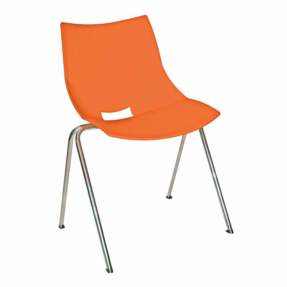 Silla comercial OFFIHO Shell OHV-37 sin brazos, asiento de polipropileno y estructura de acero cromado