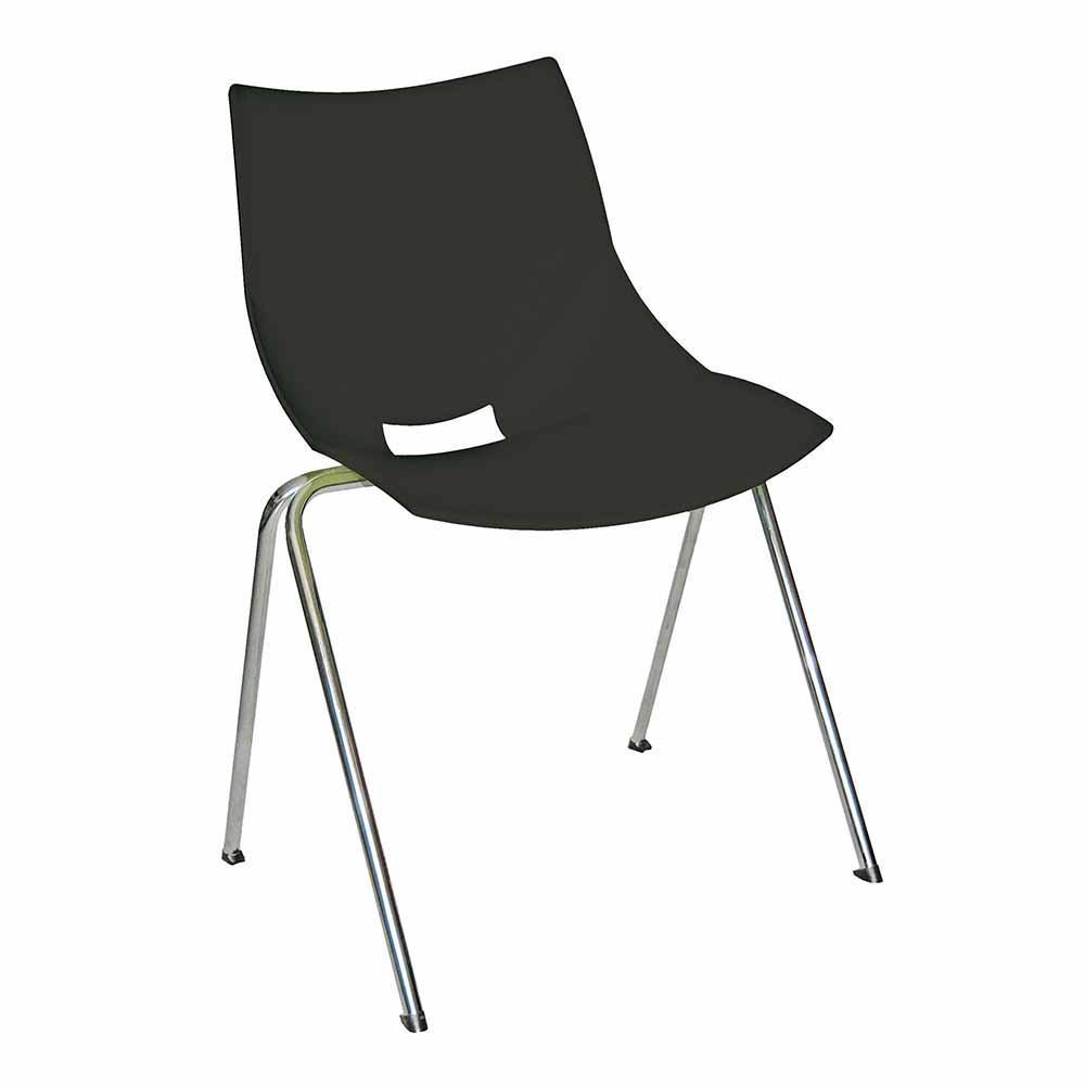 Silla comercial OFFIHO Shell OHV-37 sin brazos, asiento de polipropileno y estructura de acero cromado