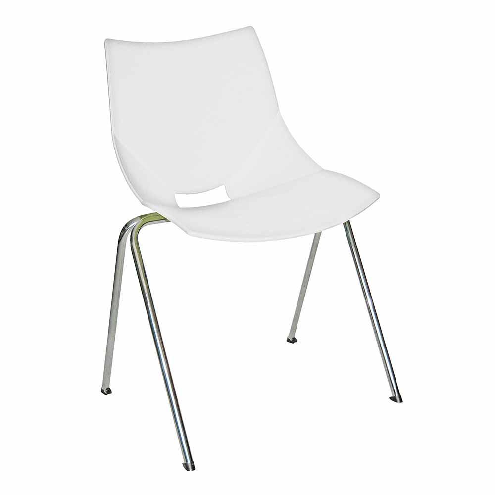 Silla comercial OFFIHO Shell OHV-37 sin brazos, asiento de polipropileno y estructura de acero cromado