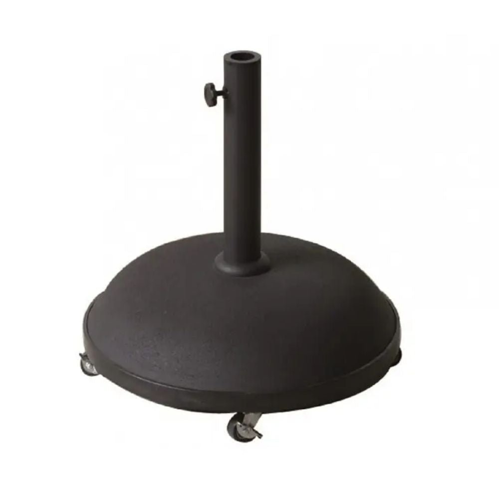 Base de parasol Resol Siro 35 negra de cemento con estructura de acero y aro de caucho protector