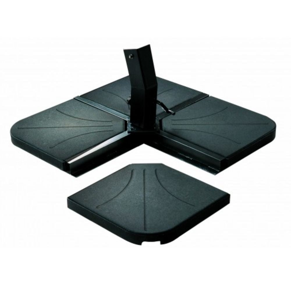 Base de parasol Resol Stone 25 en cemento negro tipo cruz para áreas de exterior y terrazas