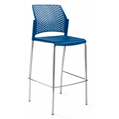 Banco comercial Requiez Rewind RE-570R sin brazos, con respaldo ventilado y cuatro patas tubulares de acero.