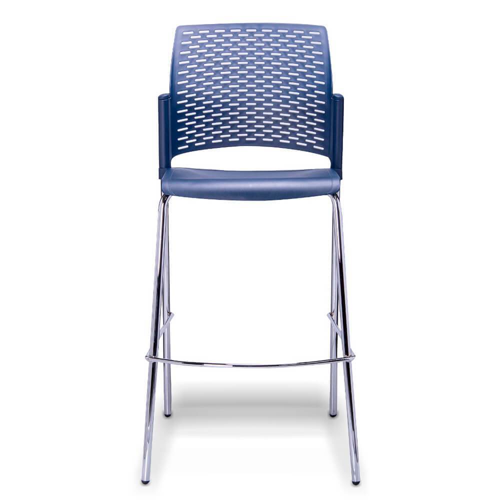 Banco comercial Requiez Rewind RE-570R sin brazos, con respaldo ventilado y cuatro patas tubulares de acero.