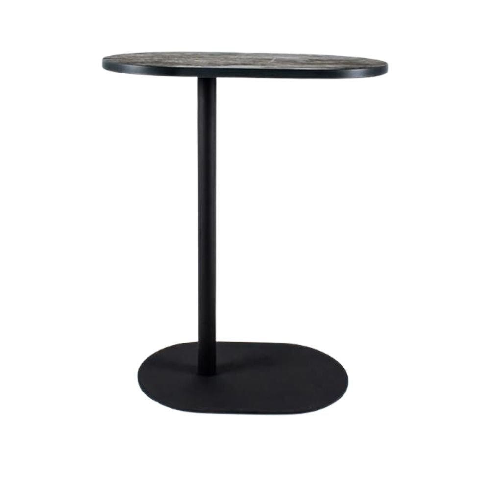 Mesa periquera Requiez Root con base ovalada y cubierta en variedad de materiales y colores