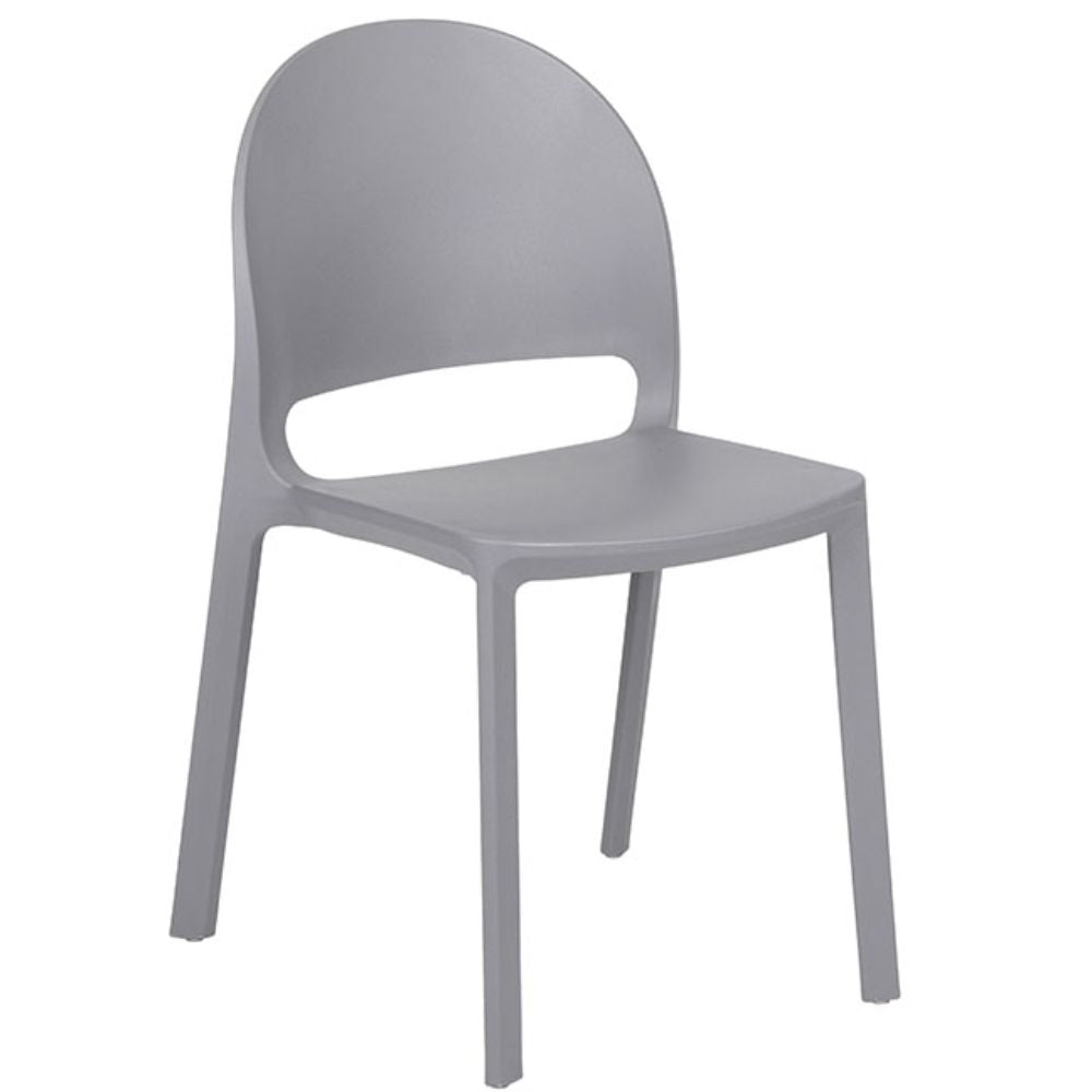 Silla comercial BRATTI SHINE en monobloque de polipropileno apilable para terraza