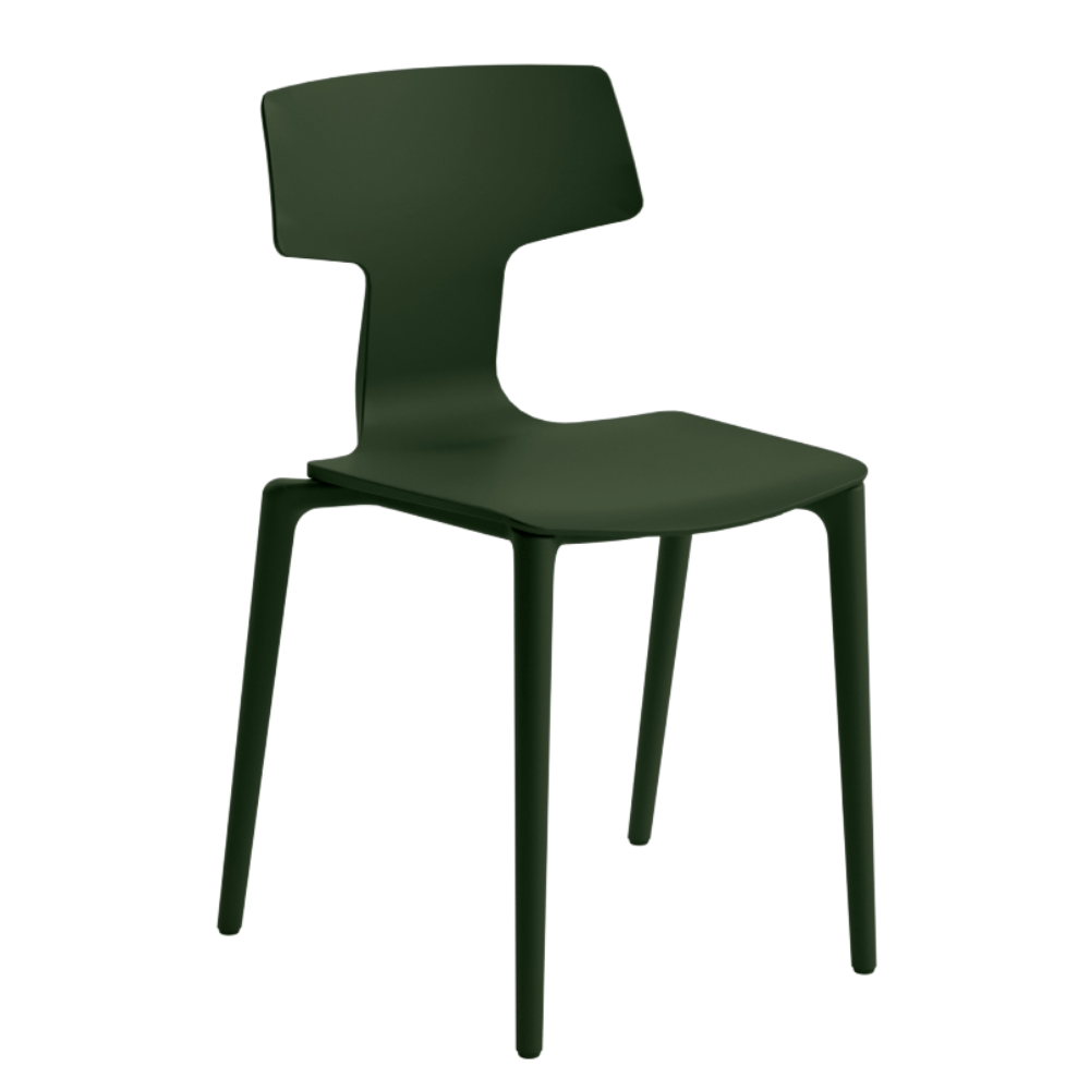 Silla comercial Colos Split apilable con asiento y respaldo de polipropileno sobre estructura de acero cromado