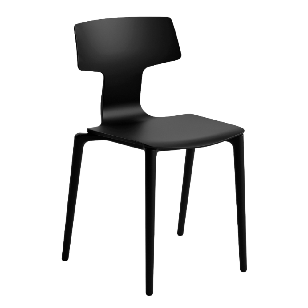 Silla comercial Colos Split apilable con asiento y respaldo de polipropileno sobre estructura de acero cromado