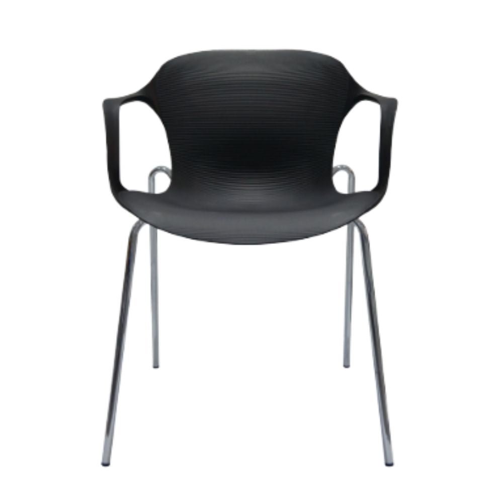 Silla comercial Gersa E-33001 con asiento de polipropileno y estructura metálica cromada