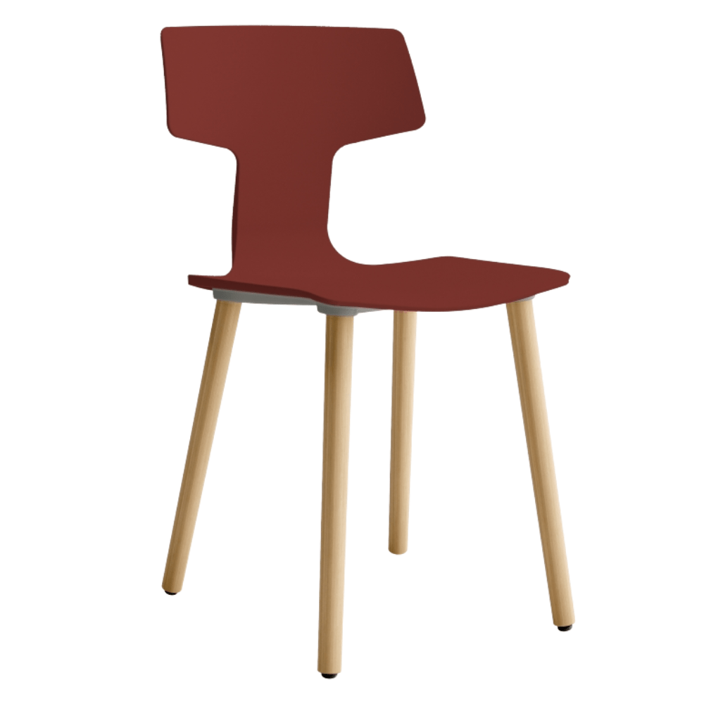 Silla comercial Colos Split GL con concha de polipropileno y patas de madera torneada natural