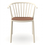 Silla comercial RESOL WOODY con brazos y asiento tapizado en Sunbrella