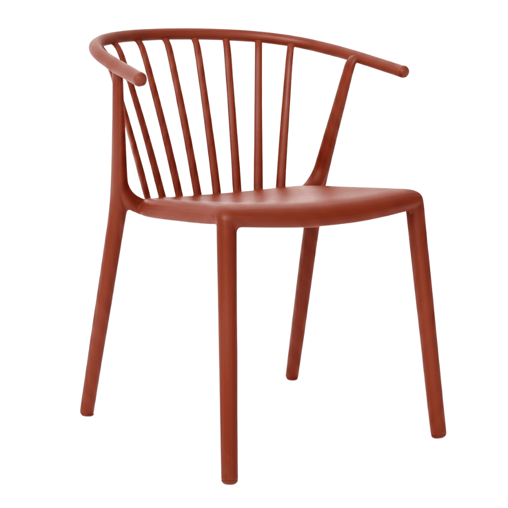Silla comercial Resol Woody con brazos, de fibra de vidrio con polipropileno para cafetería