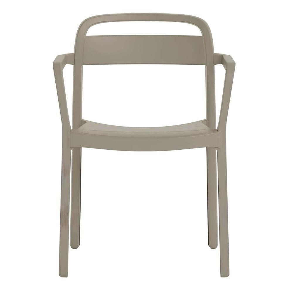 Silla comercial Resol June con brazos en polipropileno reciclable, apilable