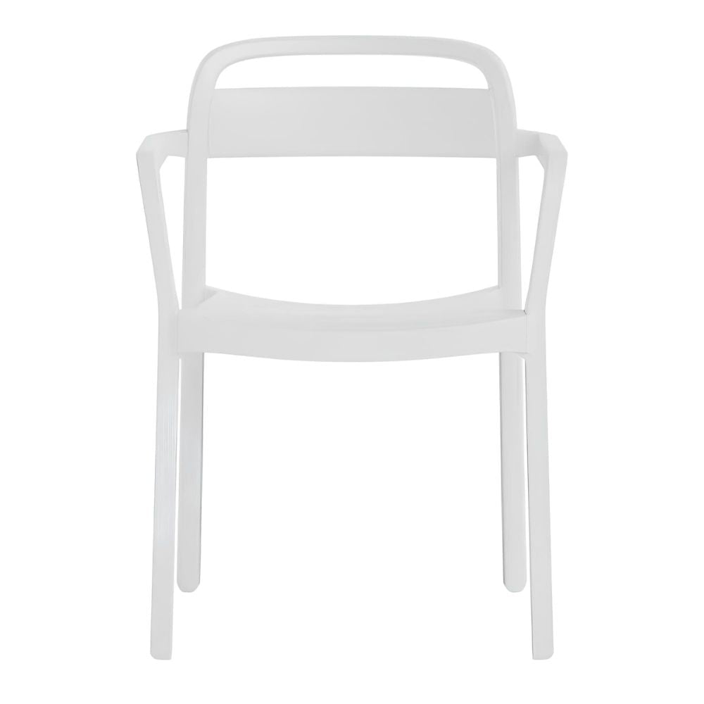 Silla comercial Resol June con brazos en polipropileno reciclable, apilable