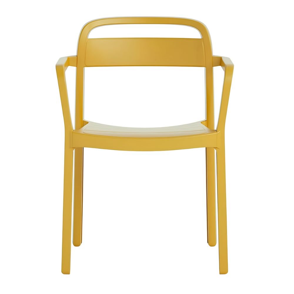 Silla comercial Resol June con brazos en polipropileno reciclable, apilable