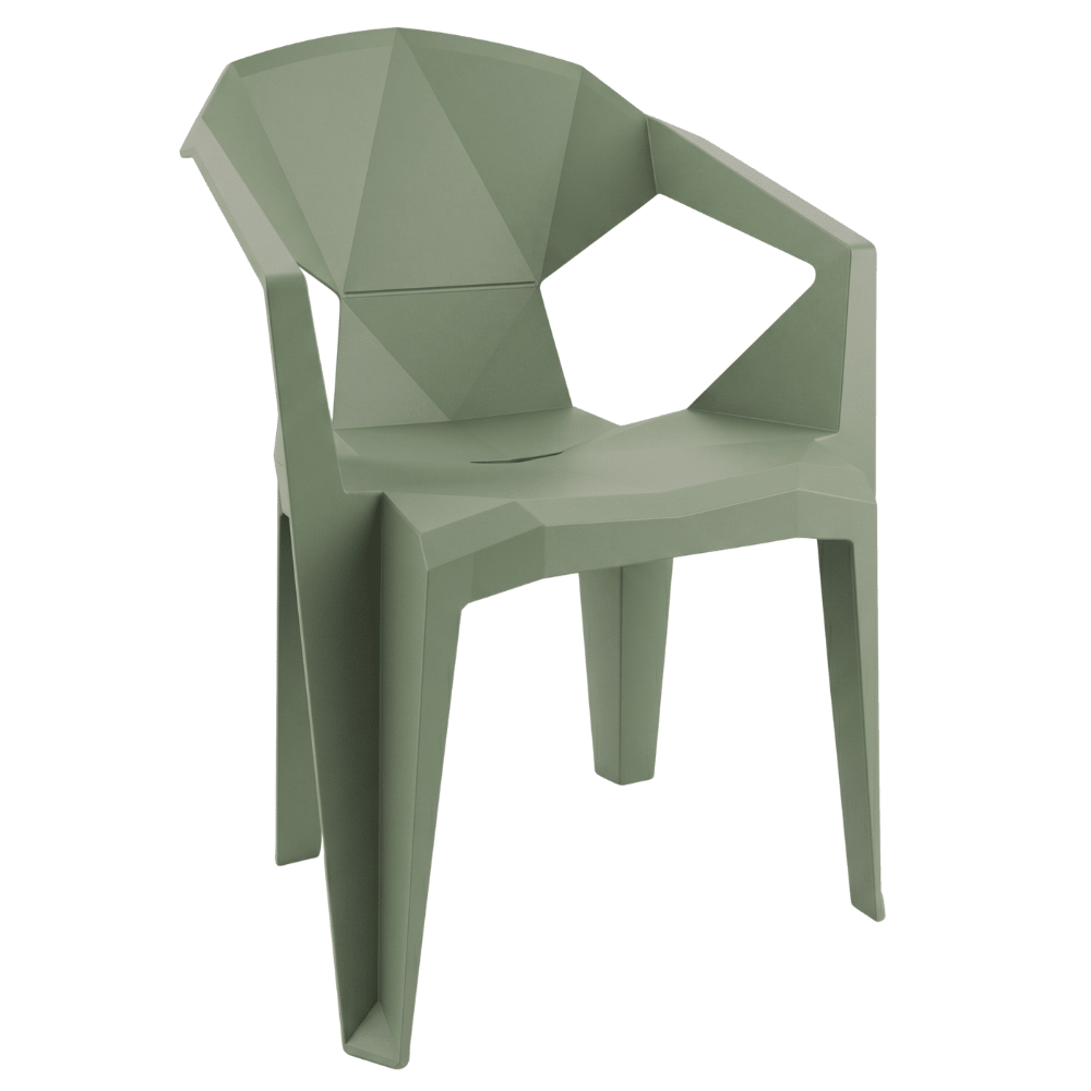 Silla comercial Resol Delta monobloc de polipropileno con cuatro patas, apilable para exterior