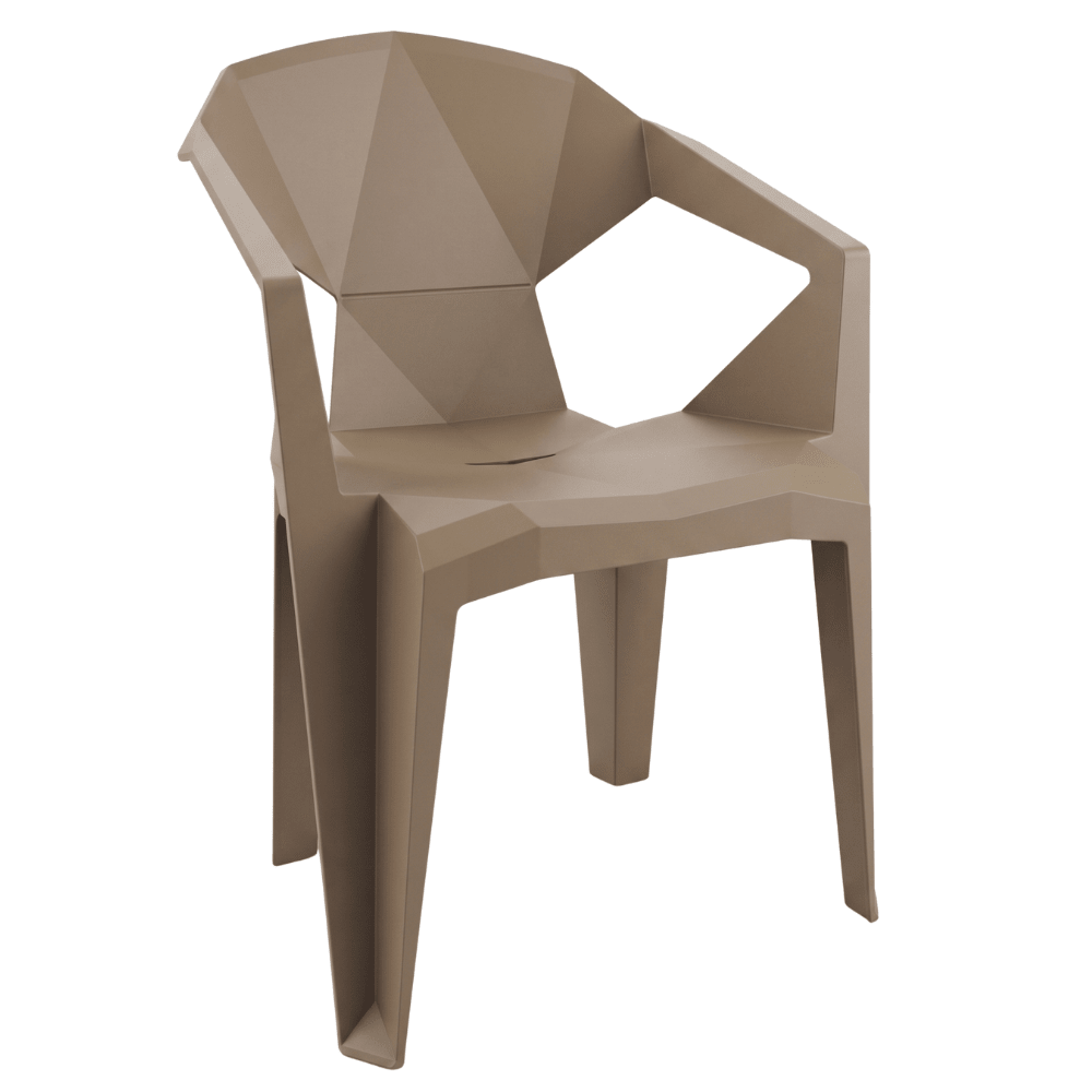 Silla comercial Resol Delta monobloc de polipropileno con cuatro patas, apilable para exterior