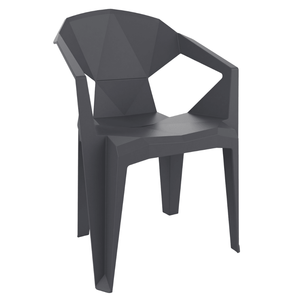 Silla comercial Resol Delta monobloc de polipropileno con cuatro patas, apilable para exterior