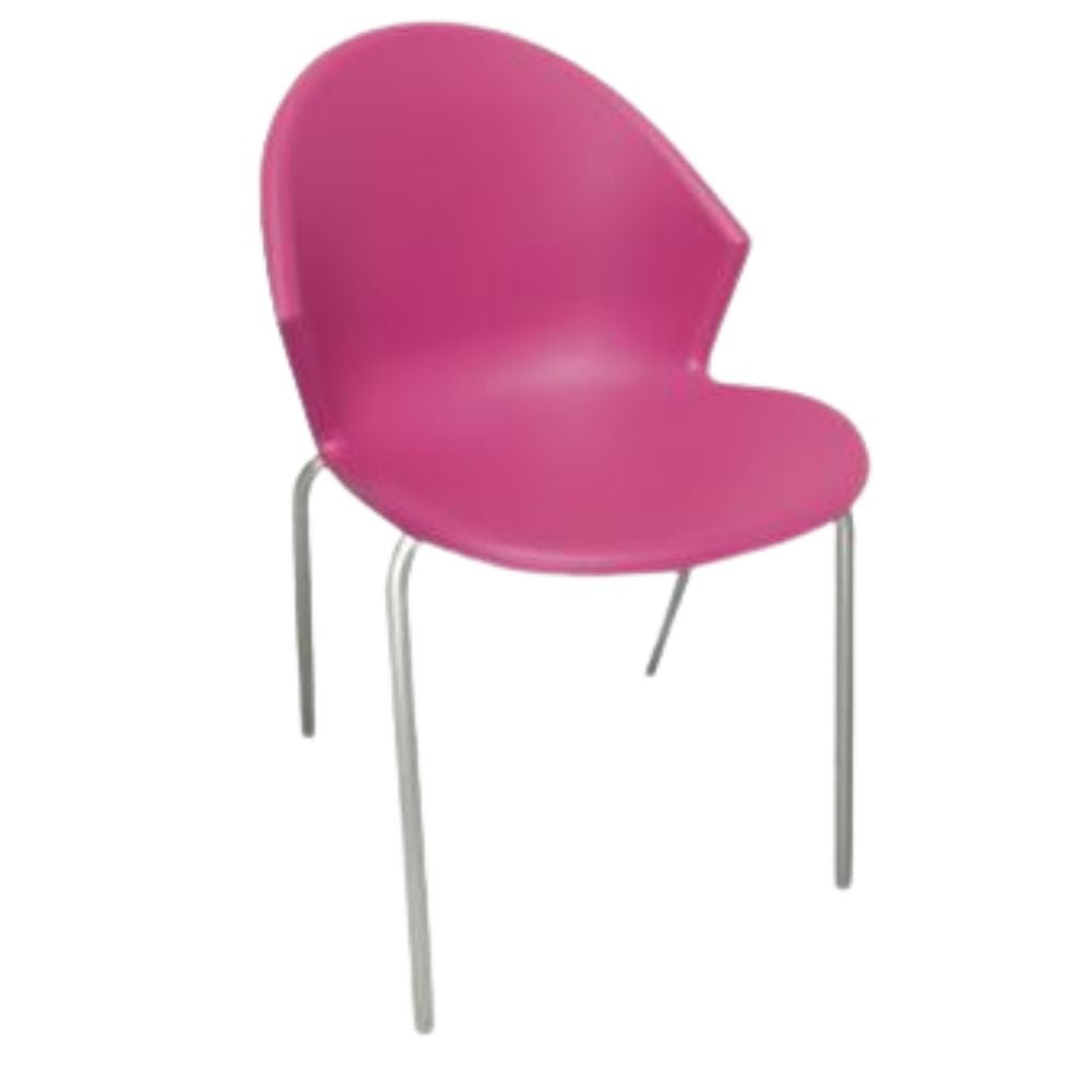 Silla Albar PL-50 con asiento de polipropileno y estructura tubular redonda de acero color aluminio, estibable