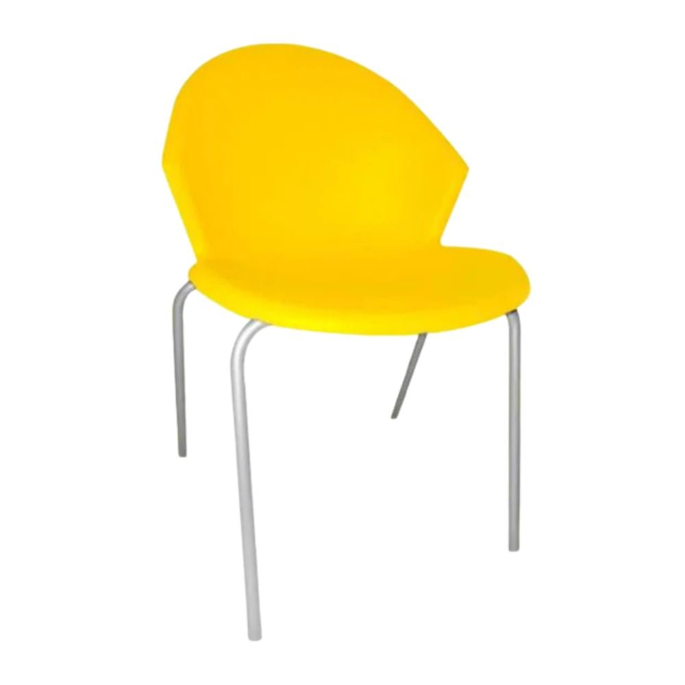 Silla Albar PL-50 con asiento de polipropileno y estructura tubular redonda de acero color aluminio, estibable