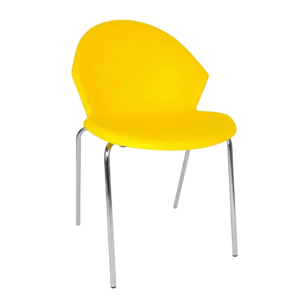 Silla Albar PL-50 con asiento de polipropileno y estructura tubular redonda de acero color aluminio, estibable