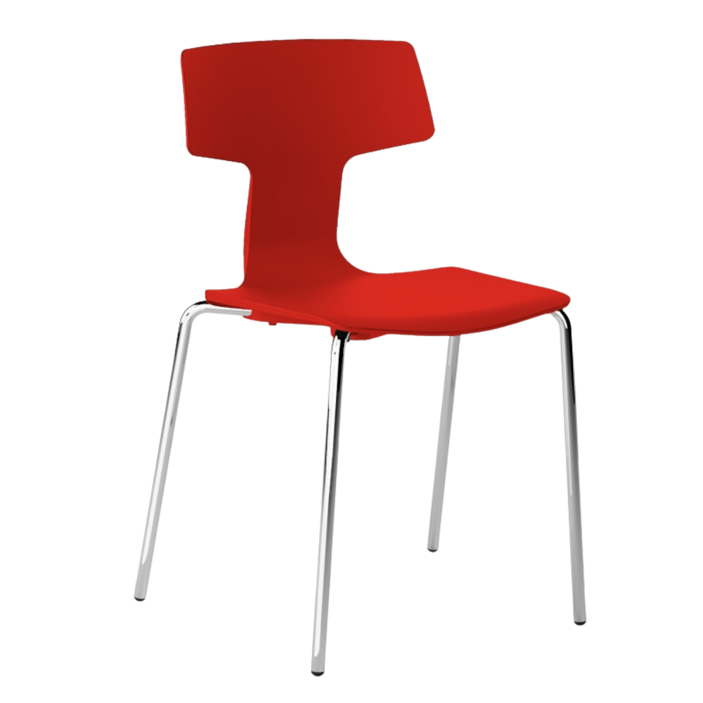 Silla comercial Colos Split 1 con asiento de polipropileno y patas de acero tubular cromado