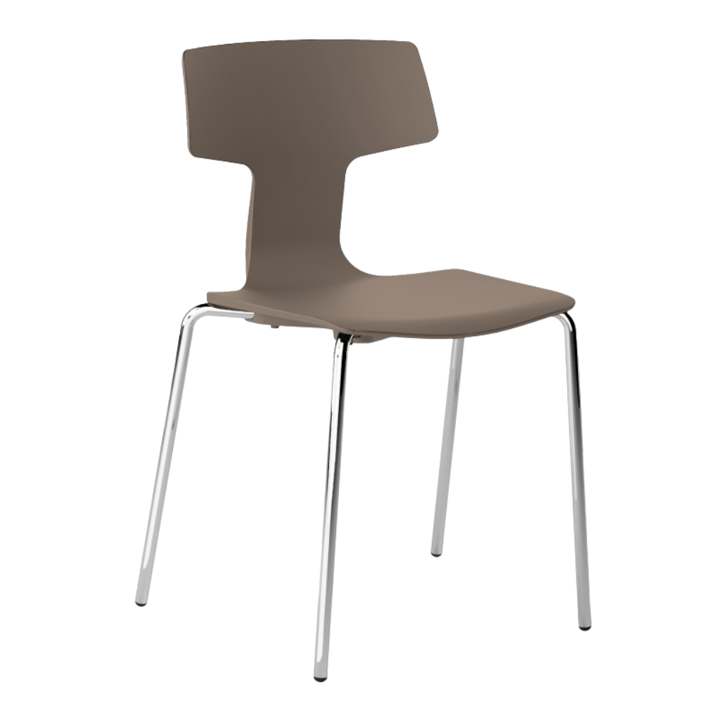 Silla comercial Colos Split 1 con asiento de polipropileno y patas de acero tubular cromado