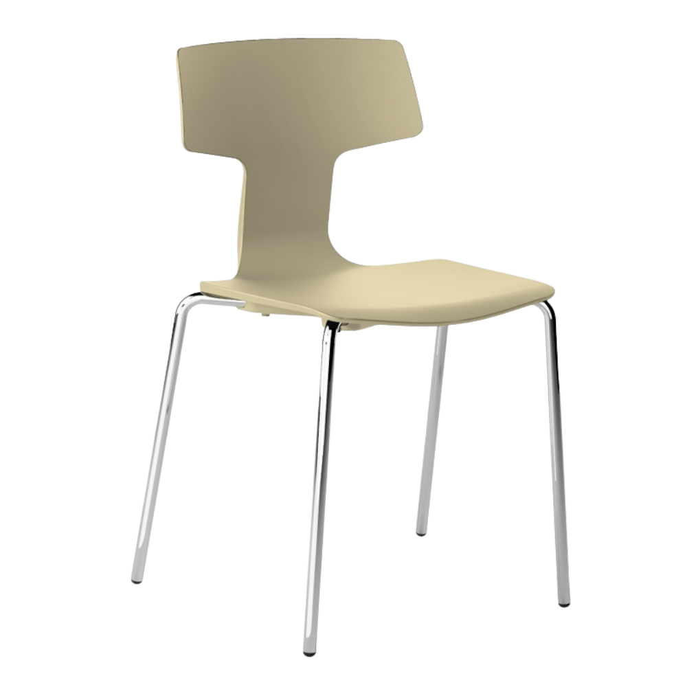 Silla comercial Colos Split 1 con asiento de polipropileno y patas de acero tubular cromado
