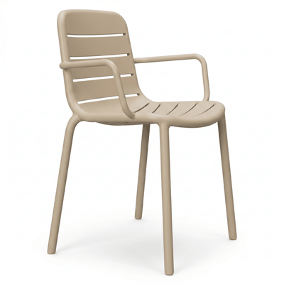 Silla comercial Resol Gina Armchair de polipropileno con fibra de vidrio y brazos para exterior