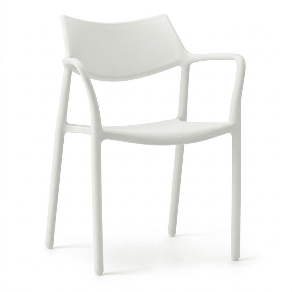 Silla Resol Splash Aire con brazos en una sola pieza de polipropileno con fibra de vidrio, apilable