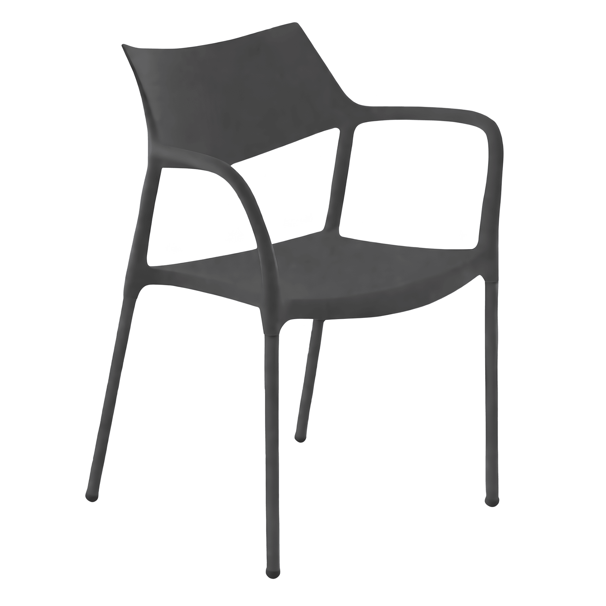 Silla comercial Resol Splash Bar con brazos, cuerpo en fibra de vidrio y patas de acero, apilable