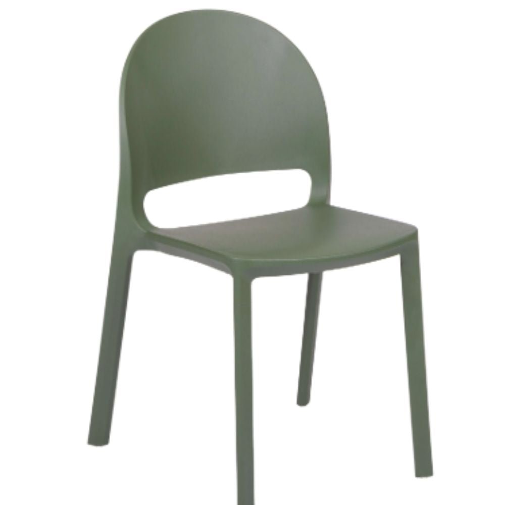 Silla comercial BRATTI SHINE en monobloque de polipropileno apilable para terraza