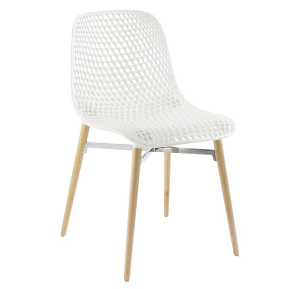 Silla comercial Infiniti Next con asiento y respaldo en poliamida y cuatro patas de madera