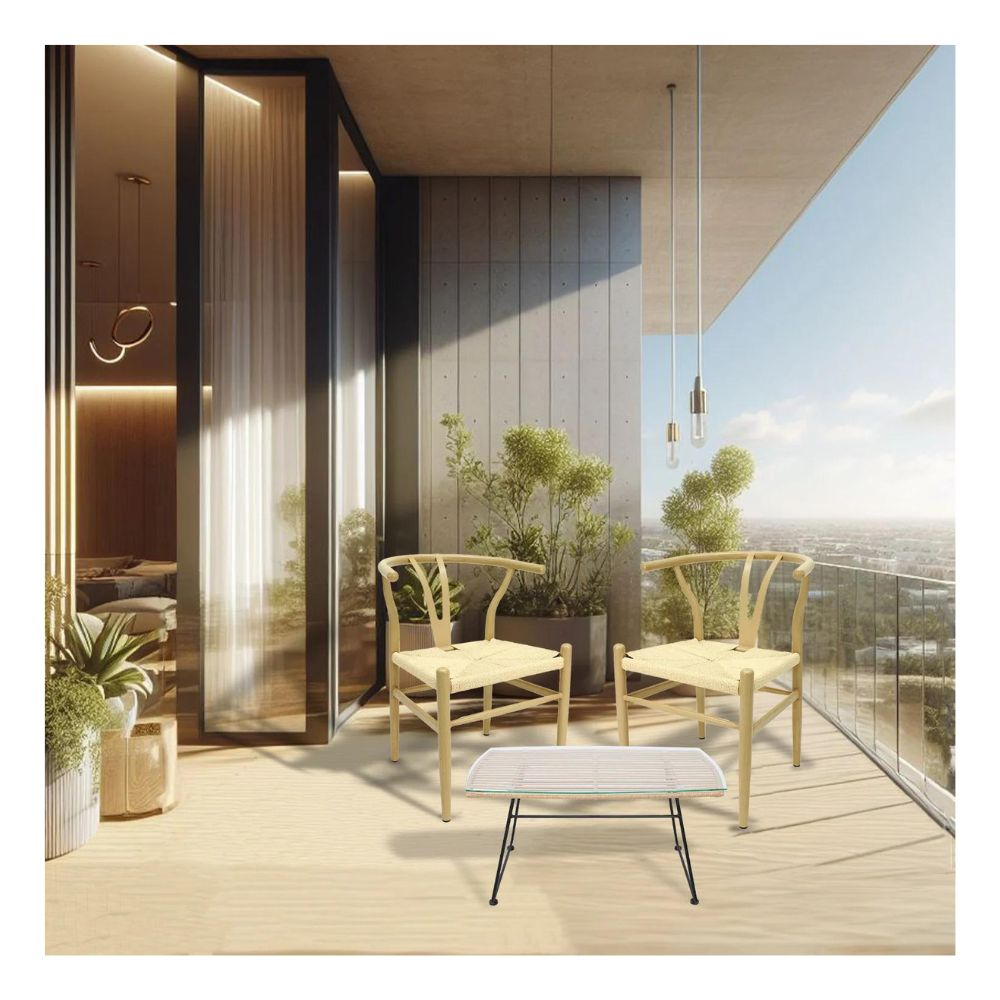 Silla comercial Kingstrong Micerino de metal con asiento en tejido de cuerda trenzada impermeable