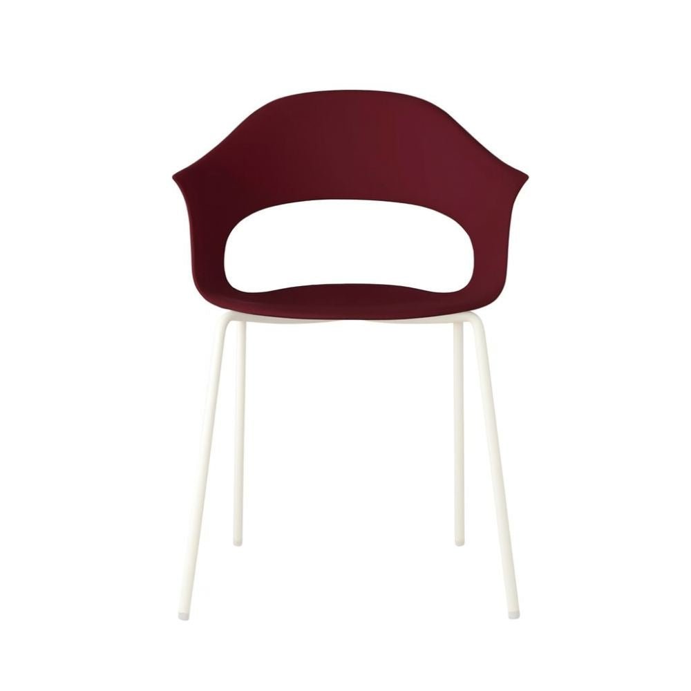 Silla Labenze Lady B 155-22130 apilable con scocca en tecnopolímero y estructura tubular de acero blanco