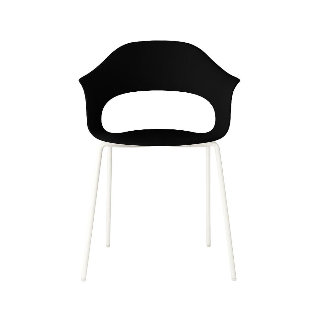 Silla Labenze Lady B 155-22130 apilable con scocca en tecnopolímero y estructura tubular de acero blanco