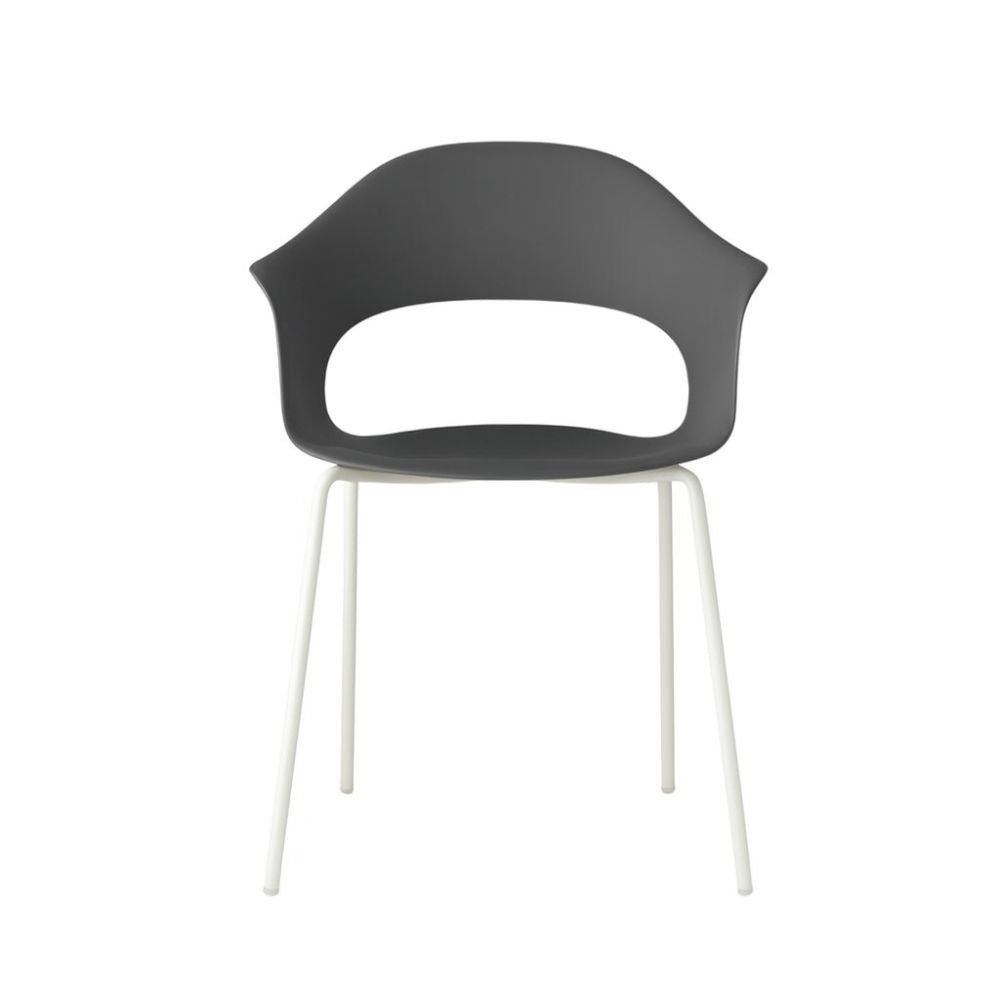 Silla Labenze Lady B 155-22130 apilable con scocca en tecnopolímero y estructura tubular de acero blanco