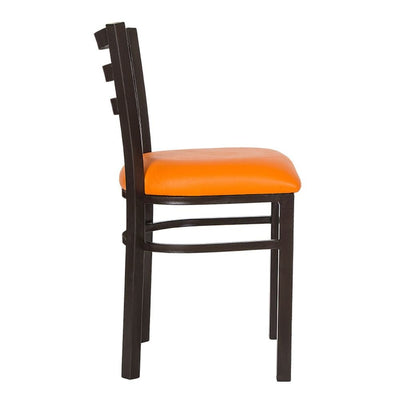 Silla comercial Albar AR-190 con estructura de tubo cuadrado de acero y asiento tapizado en nogal