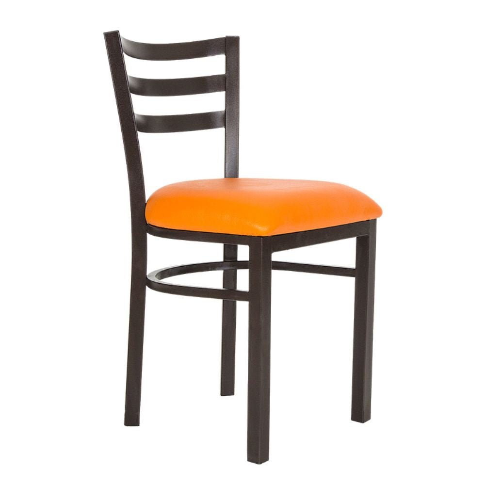 Silla comercial Albar AR-190 con estructura de tubo cuadrado de acero y asiento tapizado en nogal