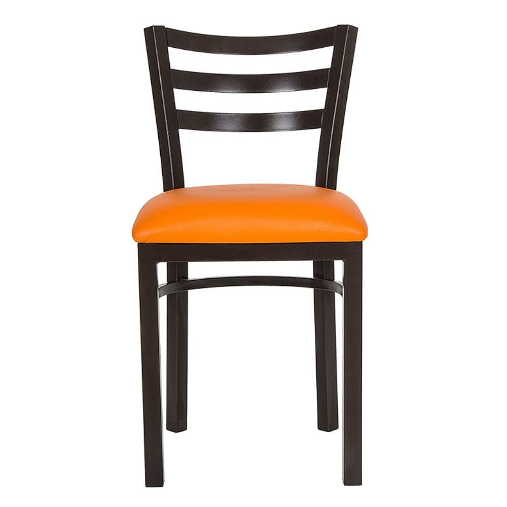Silla comercial Albar AR-190 con estructura de tubo cuadrado de acero y asiento tapizado en nogal