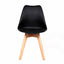 Silla Catarina con asiento tapizado en vinipiel, concha de polipropileno y patas de madera de haya