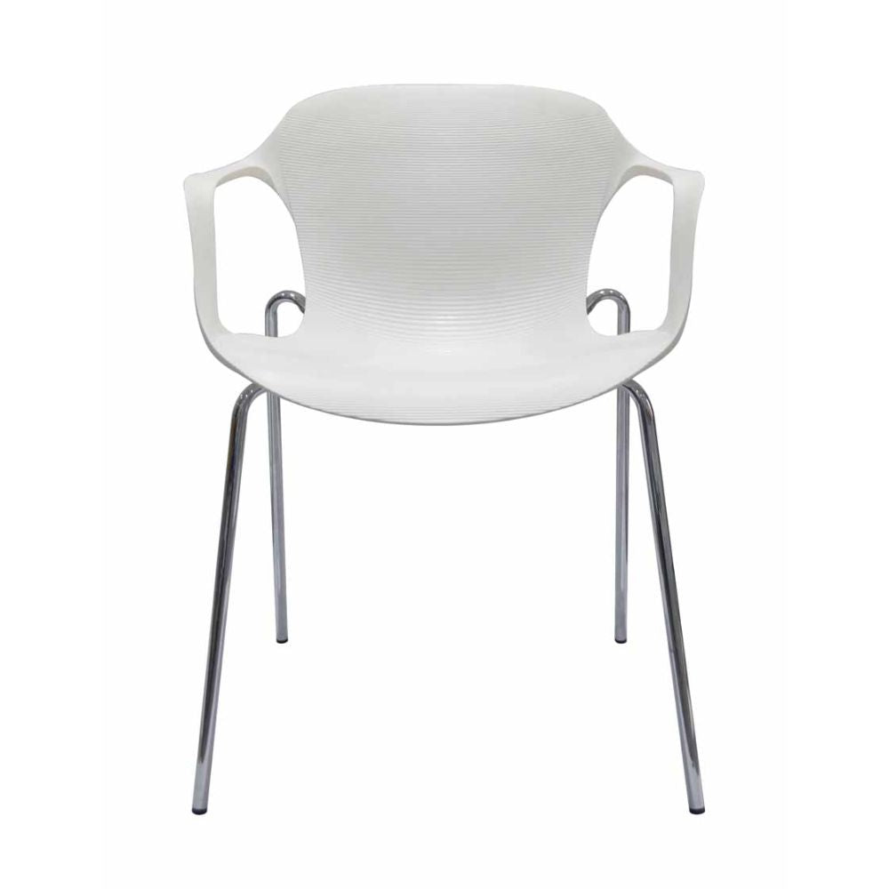 Silla comercial Gersa E-33001 con asiento de polipropileno y estructura metálica cromada