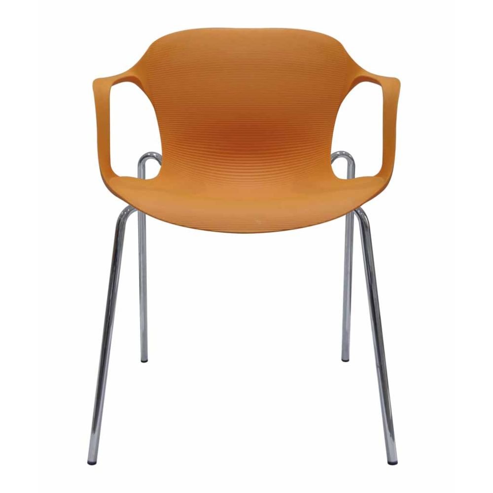 Silla comercial Gersa E-33001 con asiento de polipropileno y estructura metálica cromada