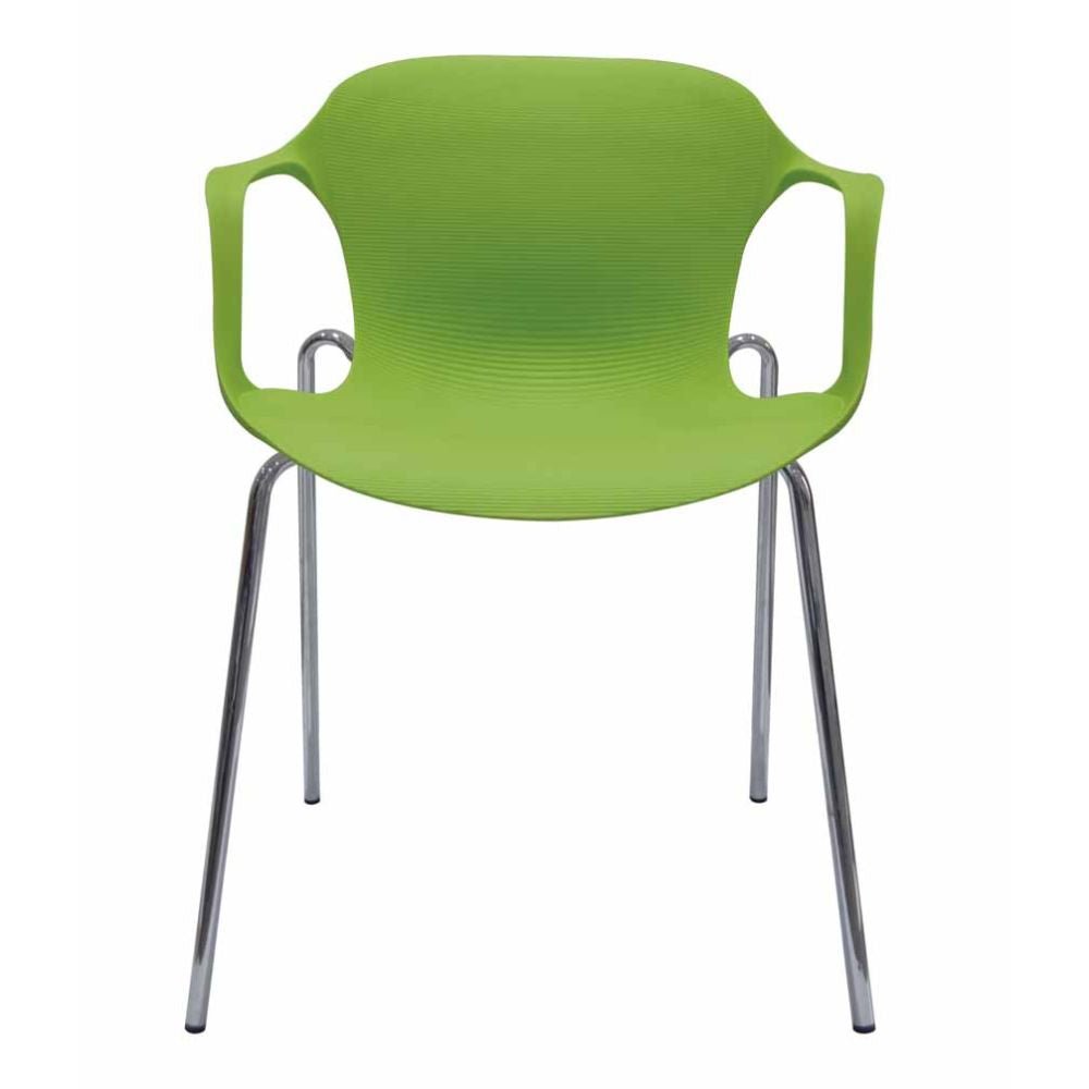 Silla comercial Gersa E-33001 con asiento de polipropileno y estructura metálica cromada