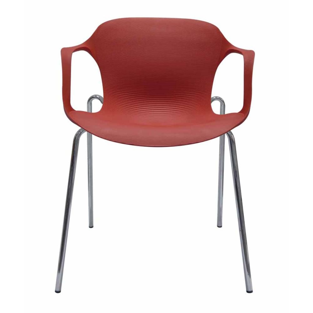 Silla comercial Gersa E-33001 con asiento de polipropileno y estructura metálica cromada